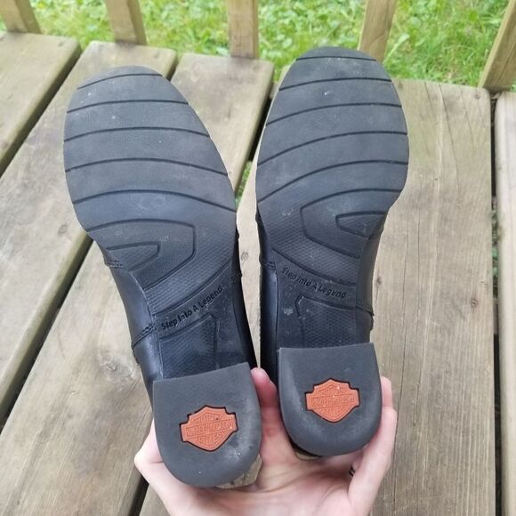 Harley Davidson 84296 Black Leather Zip Ankle Booties 9 - Picture 8 of 9